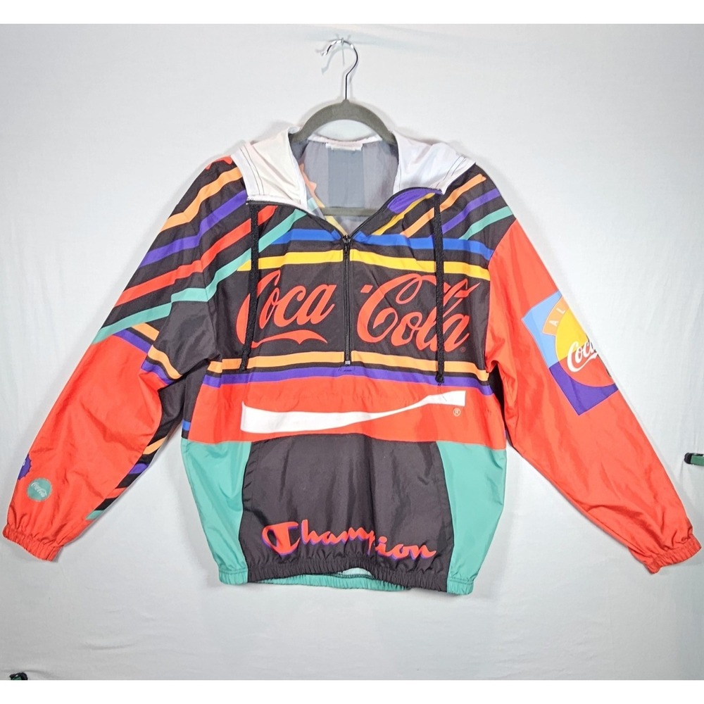 Champion x Coca Cola Coke All Over Print Logo Windbreaker Jacket Mens Size - S